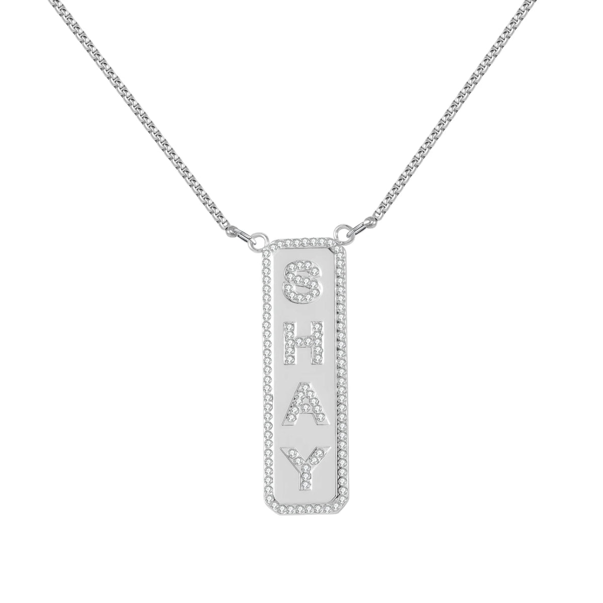 Custom Name Diamond Vertical Bar Necklace