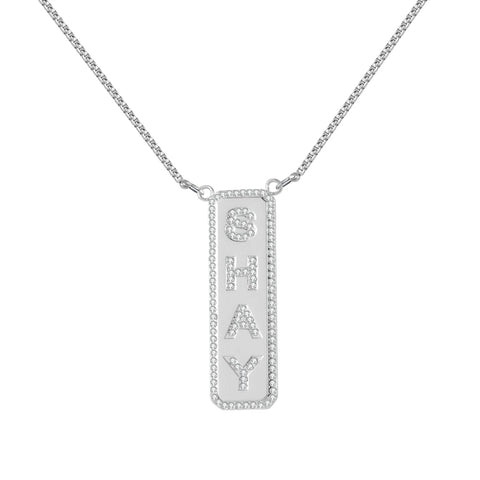 Custom Name Diamond Vertical Bar Necklace