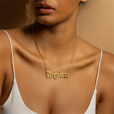 Custom Old English Name Necklace