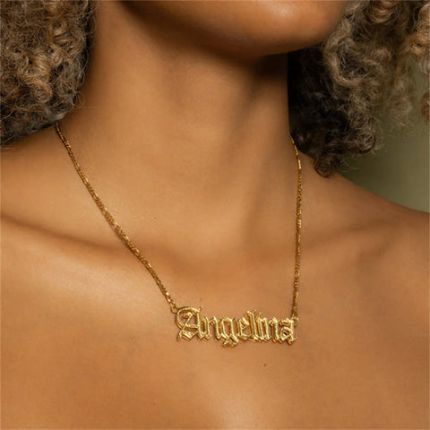 Custom Old English Name Necklace