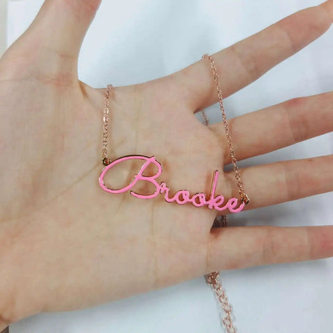 Lover's Island Custom Enamel Name Necklace
