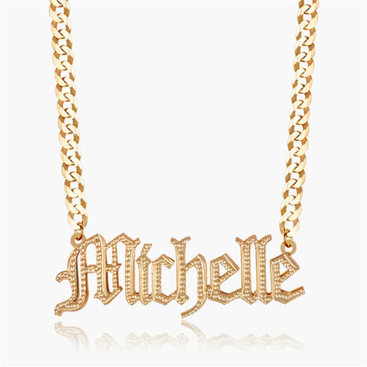 Custom Old English Name Necklace