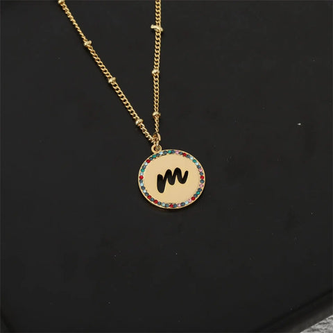 Initial Circle Diamond Necklace