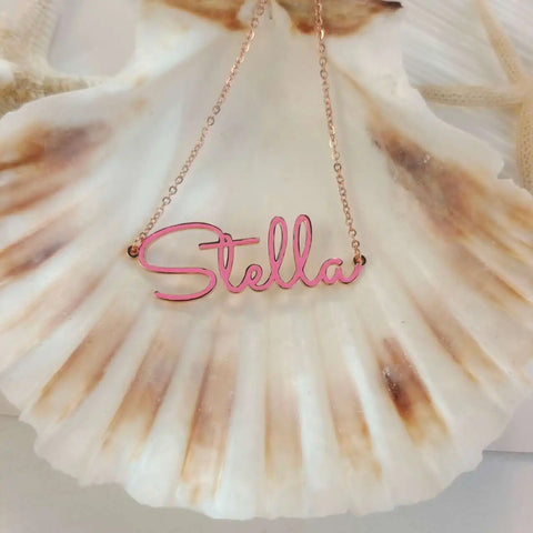 Lover's Island Custom Enamel Name Necklace