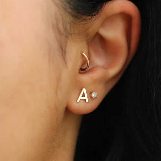 Tiny Initial Letter Earrings