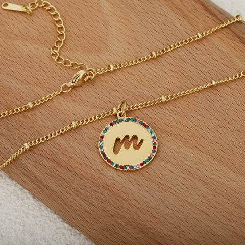 Initial Circle Diamond Necklace