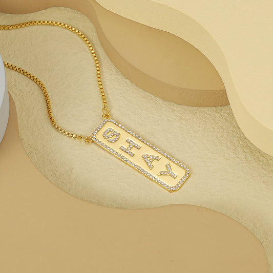 Custom Name Diamond Vertical Bar Necklace
