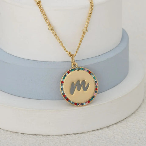Initial Circle Diamond Necklace