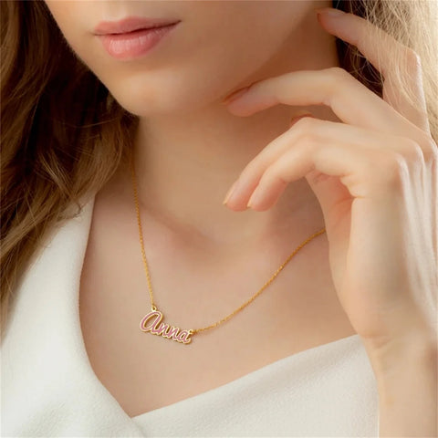 Southern Belle Custom Enamel Name Necklace