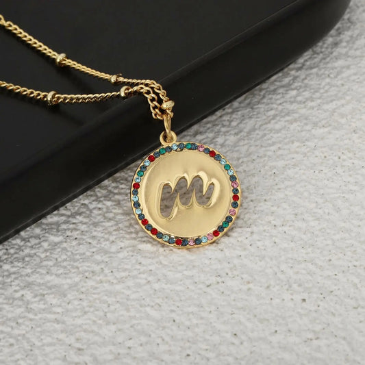 Initial Circle Diamond Necklace