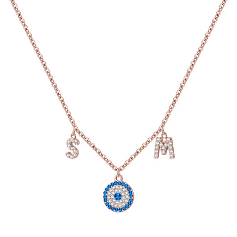 Evil Eye Diamond Letter Initial Necklace