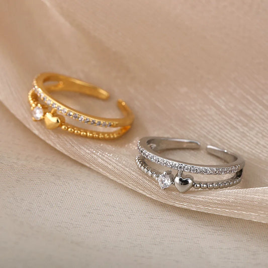 Heart Doublestack Adjustable Ring