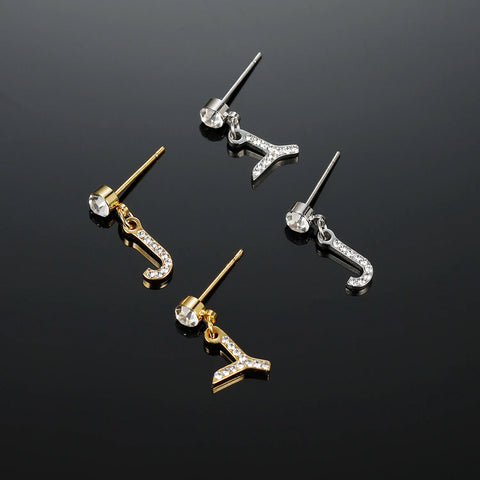 Initial Diamond Stud Earrings