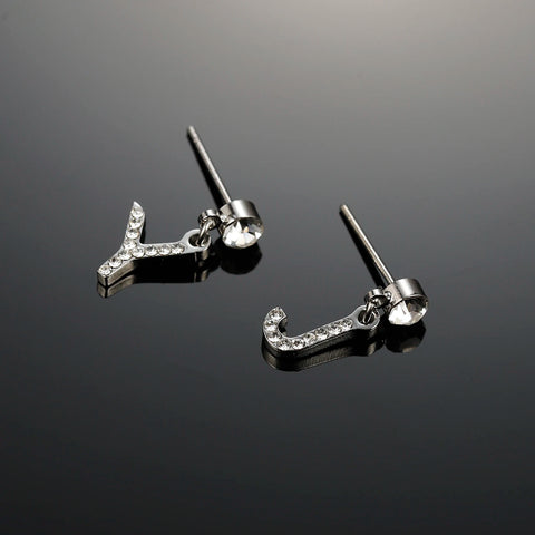 Initial Diamond Stud Earrings