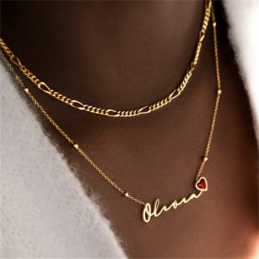 Custom Birthstone Signature Name Necklace