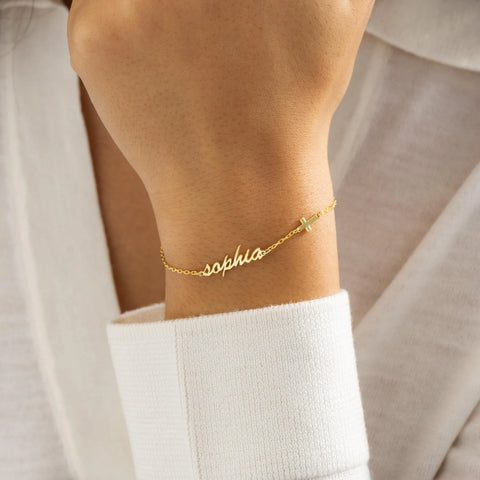 Personalized Name Cross Bracelet