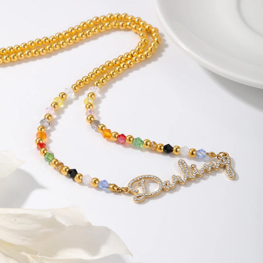 Chicago Rainbow Beaded Custom Name Necklace