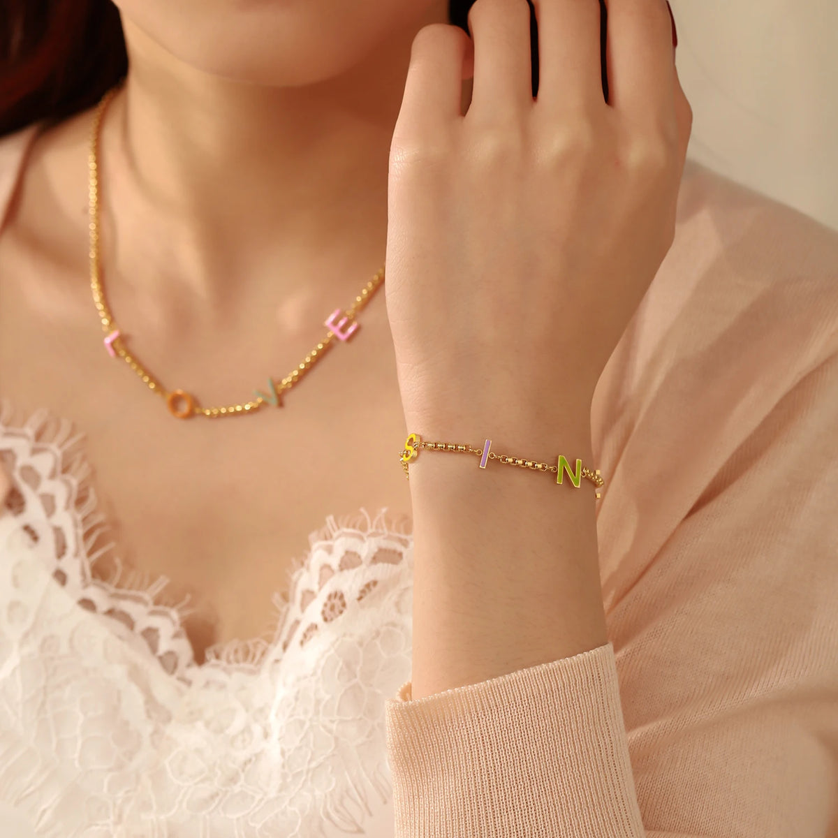 Custom Enamel Name Bracelet