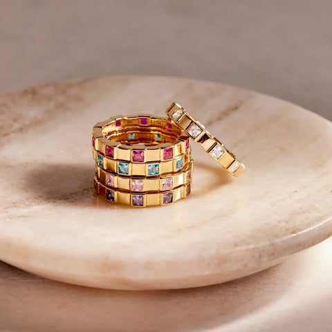 Princess Cut Birthstone Ring