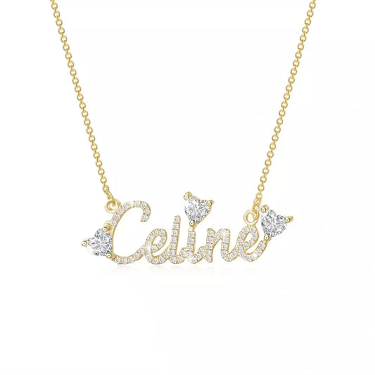 Shiny Diamond Nameplate Necklace