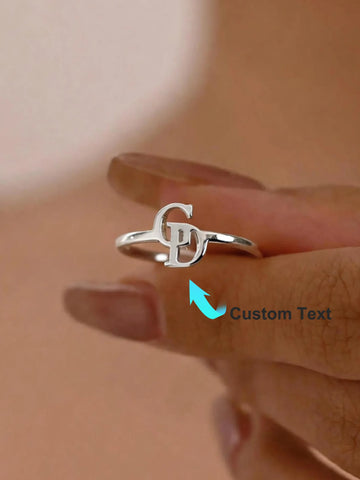 Initials Custom Ring Custom Two Letter Personalized Ring for Women Couple Rings Skinny Letter Ring Mothers Ring Christmas Gifts