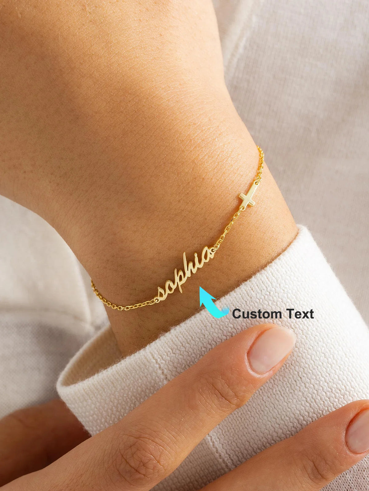 Personalized Name Cross Bracelet