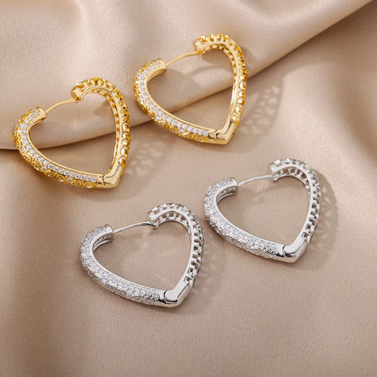 Heart Shape Crystal Earrings