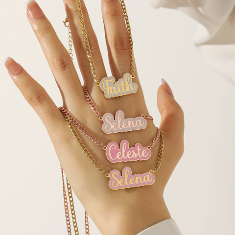My Lady Custom Enamel Name Necklace