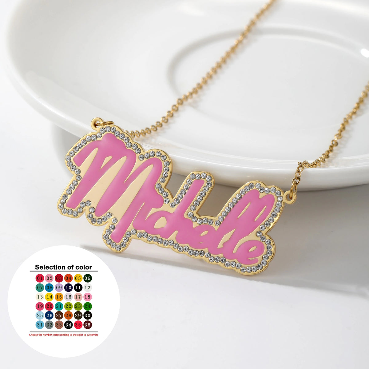 My Heart Enamel Diamond Outline Custom Necklace