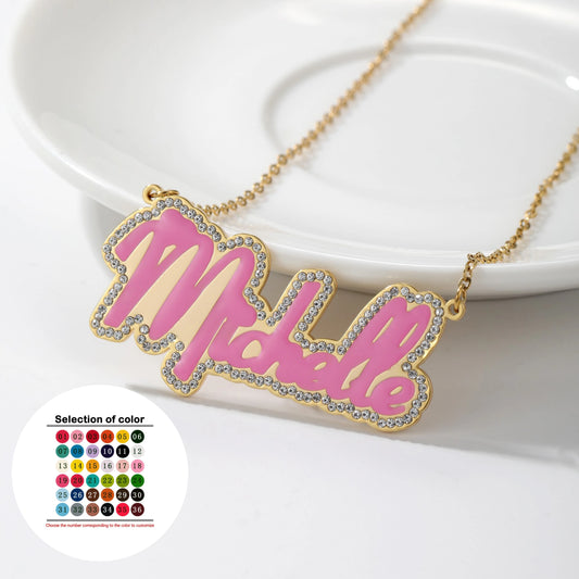 My Heart Enamel Diamond Outline Custom Necklace