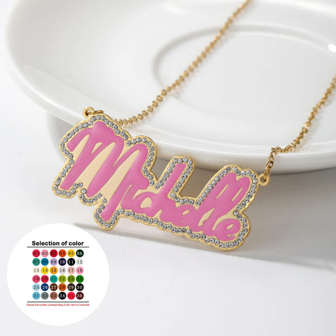 My Heart Enamel Diamond Outline Custom Necklace