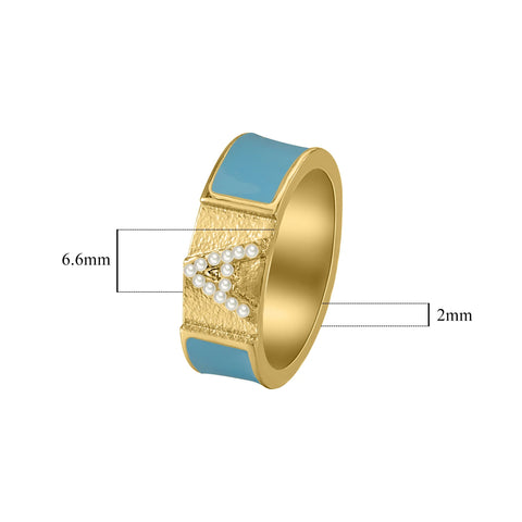 Initial Enamel Pearl Letter Ring