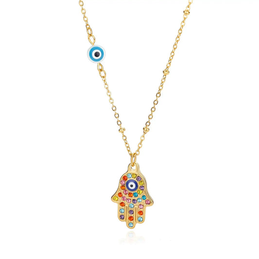 Hamsa Evil Eye Necklace