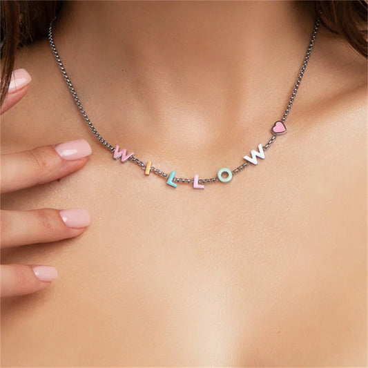 Bestie Custom Enamel Name Necklace