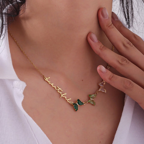 Custom Butterfly Name Necklace
