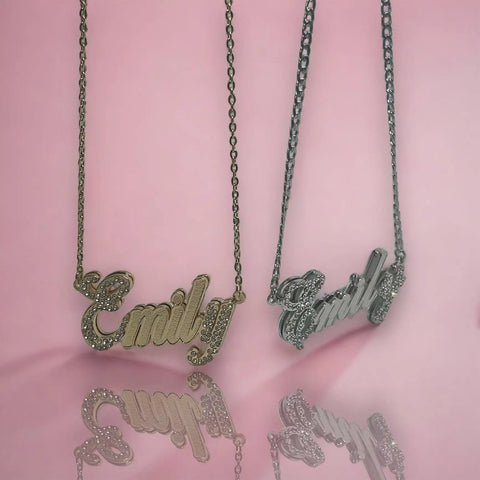 Crystal Double Layer Custom Name Necklace