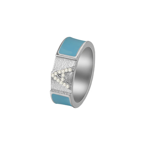Initial Enamel Pearl Letter Ring