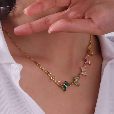 Custom Butterfly Name Necklace