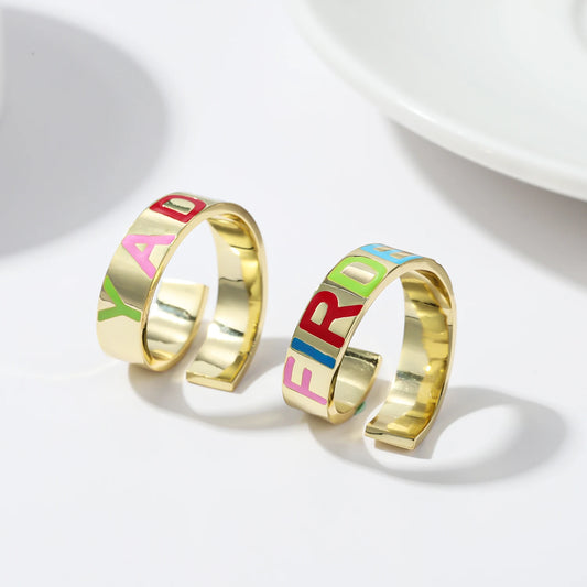 Custom Enamel Name Ring