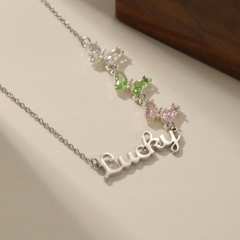 Custom Butterfly Name Necklace