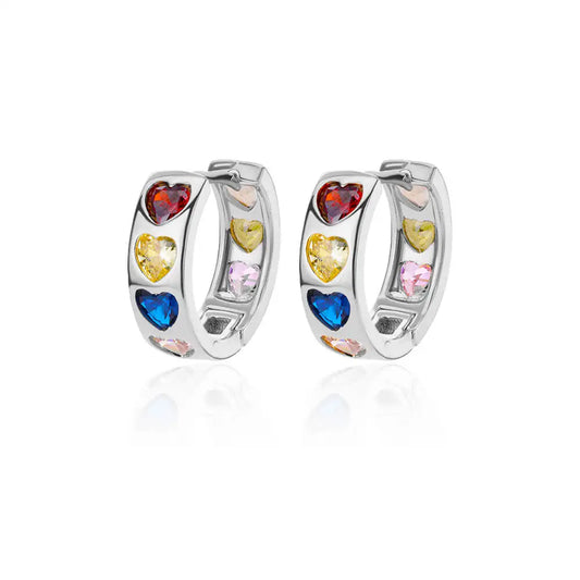 Colorful Heart Huggie Earrings