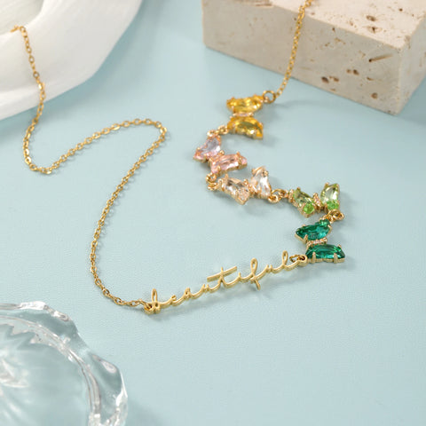 Custom Butterfly Name Necklace