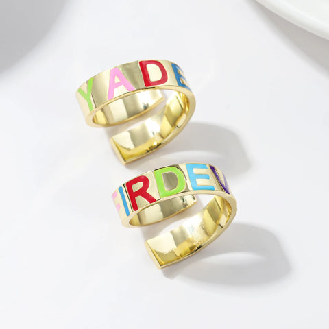 Custom Enamel Name Ring
