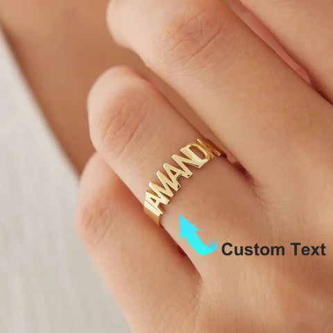 Custom Name Rings For Women Gold Color  Stainless Steel Personalized Engraved Letter Ring Birthday Wedding Christmas Jewelry