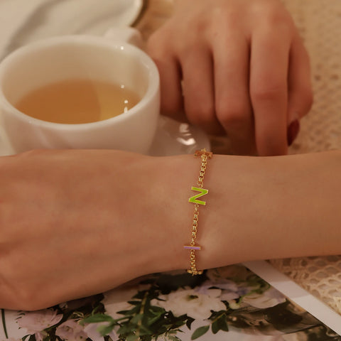 Custom Enamel Name Bracelet