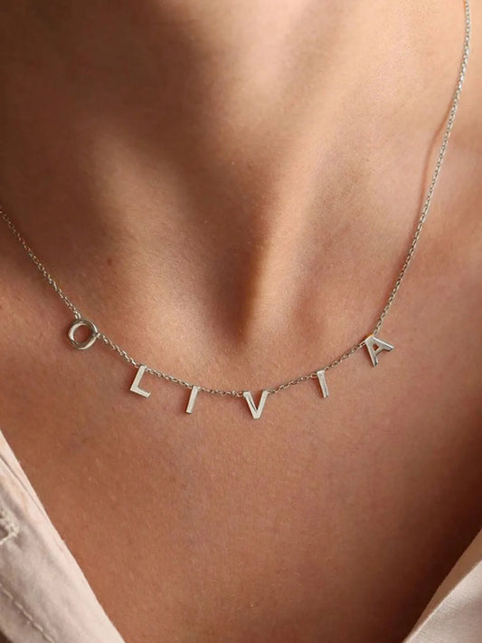 Personalized Letter Name Necklaces For Women Men Silver Color Stainless Steel Custom Name Necklace Christmas Jewelry Gift