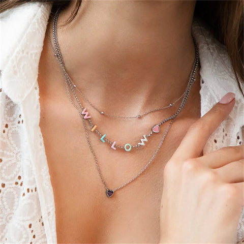 Bestie Custom Enamel Name Necklace