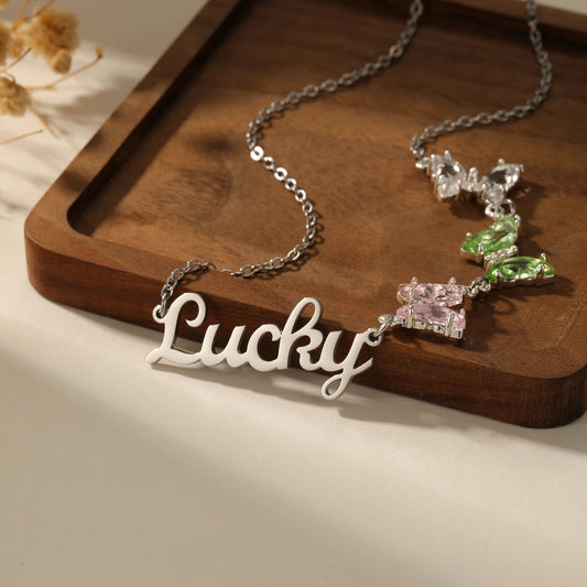 Custom Butterfly Name Necklace