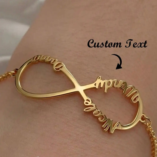 Personalized Custom Infinite Name Bracelets For Women Gold Color Stainless Steel Custom Family Name Charm Bracelet Jewelry
