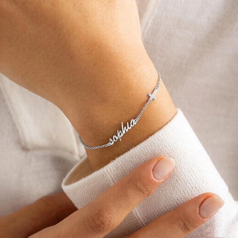 Personalized Name Cross Bracelet